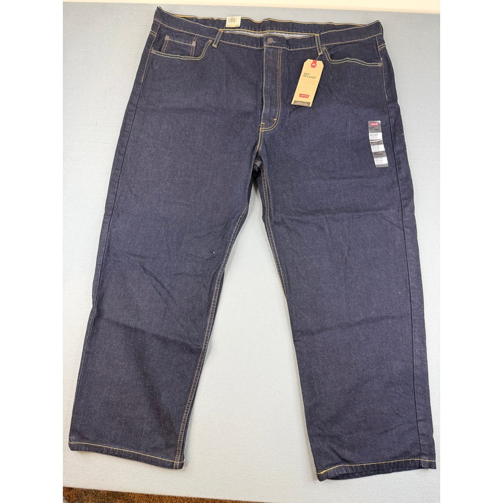 Levi's 550 Relaxed Fit Jeans Mens 48x29 Dark Indigo‎ Blue Stretch Big & Tall NWT